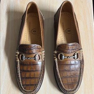 Martin Dingman Tan Crocodile Slip-Ons